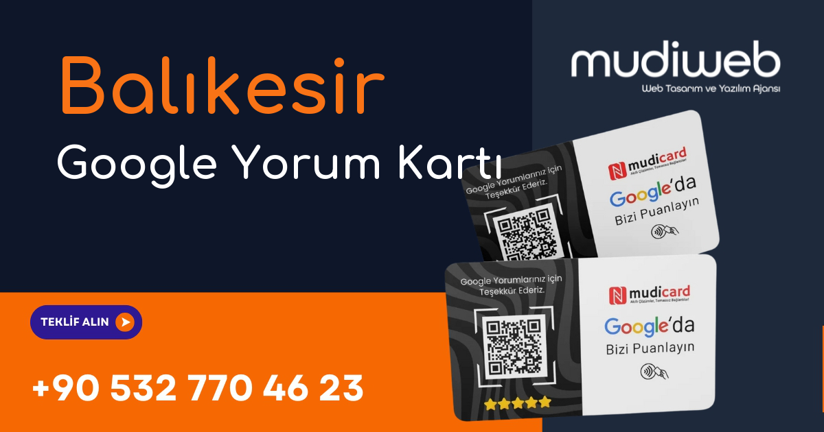 Balıkesir Google Yorum Kartı - Balıkesir Google Review Card - Google Yorum Widget Mudiweb