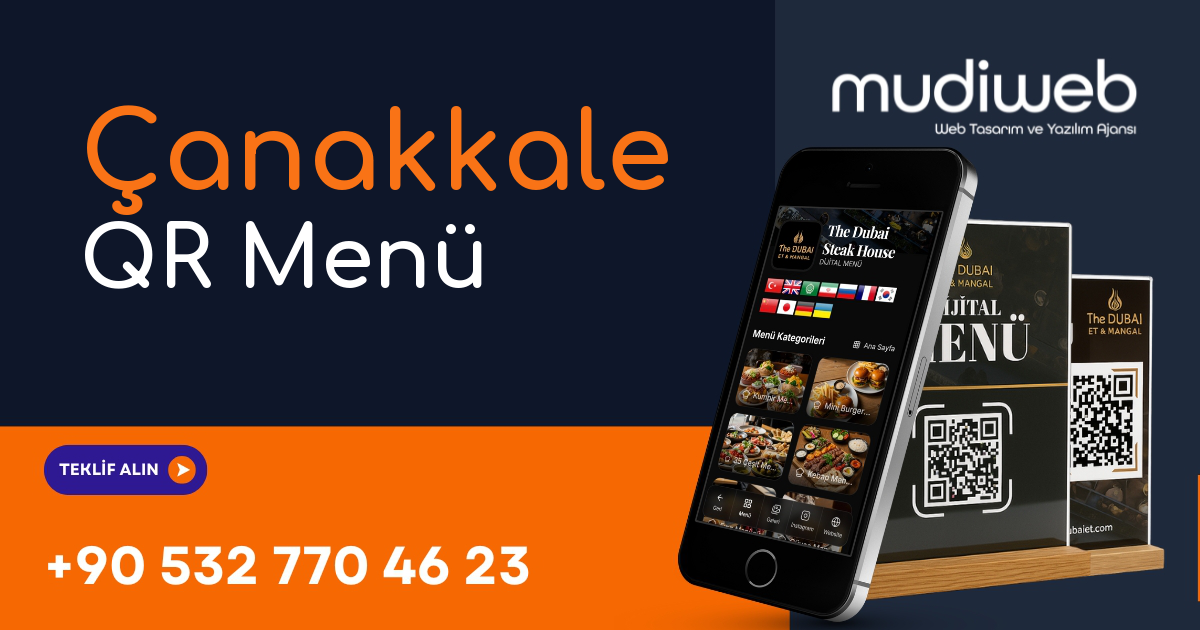 Çanakkale QR Menü - Çanakkale Dijital Menü - QR Kod Menü Sistemi Mudiweb