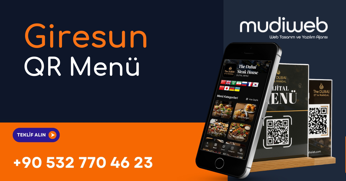 Giresun QR Menü - Giresun Dijital Menü - QR Kod Menü Sistemi Mudiweb