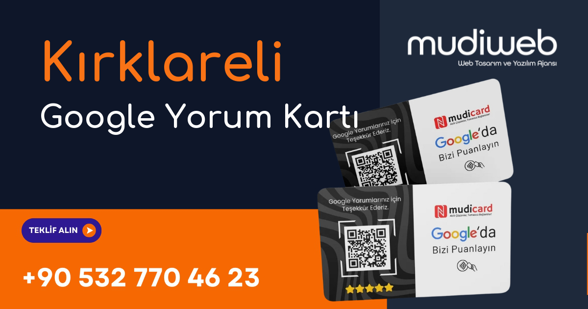 Kırklareli Google Yorum Kartı - Kırklareli Google Review Card - Google Yorum Widget Mudiweb