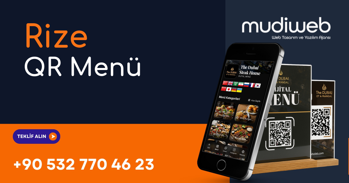 Rize QR Menü - Rize Dijital Menü - QR Kod Menü Sistemi Mudiweb