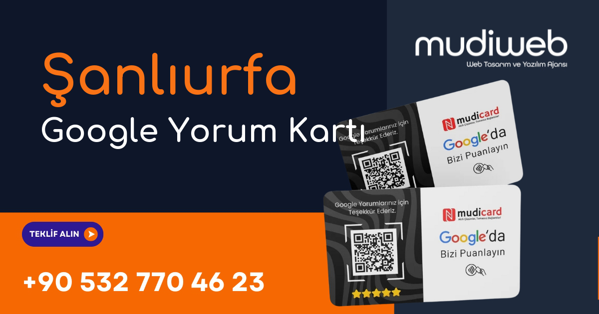 Şanlıurfa Google Yorum Kartı - Şanlıurfa Google Review Card - Google Yorum Widget Mudiweb