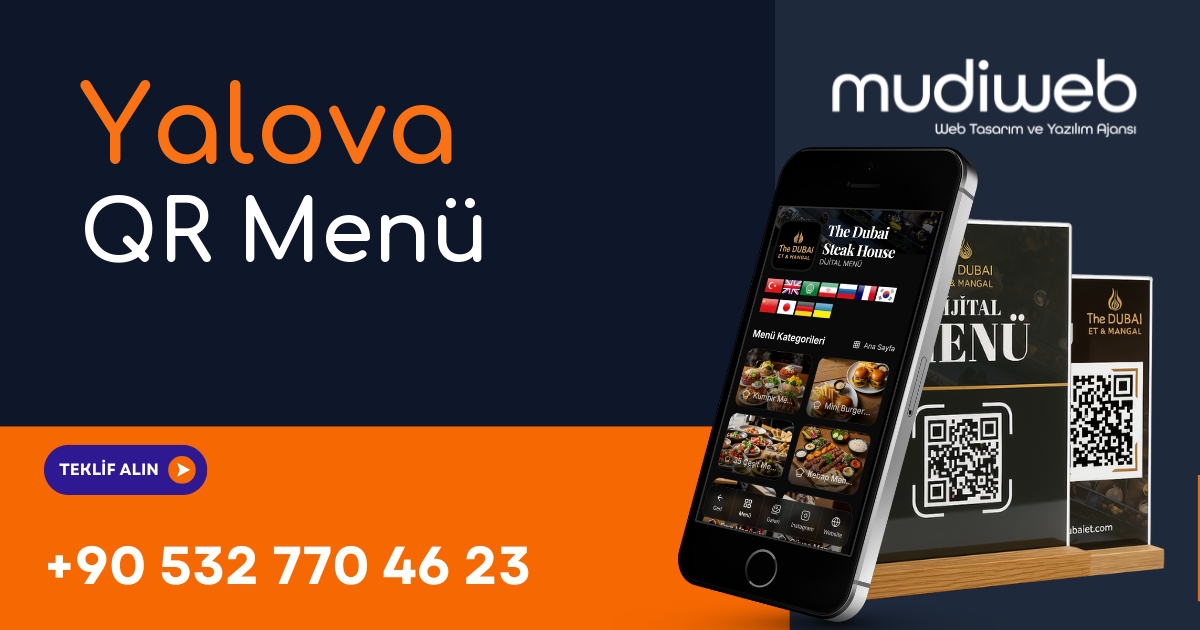 Yalova QR Menü - Yalova Dijital Menü - QR Kod Menü Sistemi Mudiweb