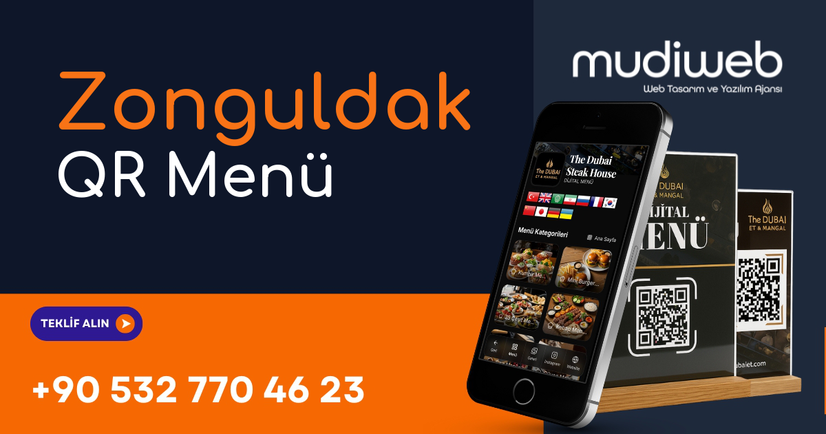 Zonguldak QR Menü - Zonguldak Dijital Menü - QR Kod Menü Sistemi Mudiweb